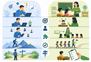 Diagram illustrating key strategies on how to apply andragogy principles in adult online learning course design.