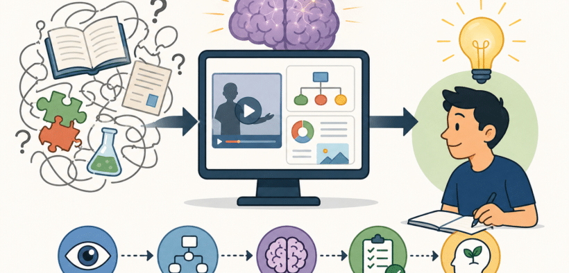 Diagram illustrating neuro-friendly course design frameworks that make complex adult learning and metacognition accessible.
